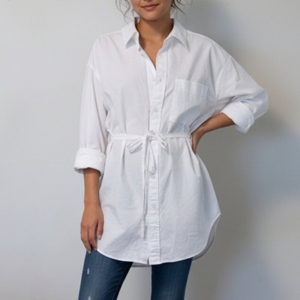 NWT Everlane Cotton Poplin Tie-Back Shirt Oversized Size XS